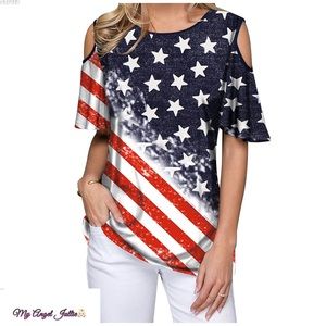 American Flag Print Shirt Casual Summer for Womens